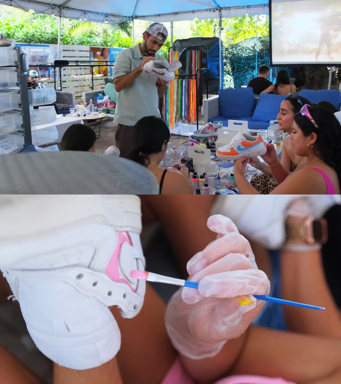 Custom sneaker artwork at Kick Art Workshop in Wynwood, Miami